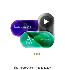 Colorido concepto de rectángulos redondos, infografías de negocios. Banner de opción de vector con texto y botón