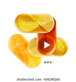 Colorful round rectangles concept, business infographics. Vector option banner with text and button