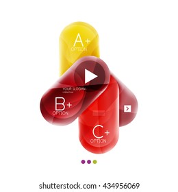 Colorful round rectangles concept, business infographics. Vector option banner with text and button