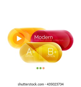 Colorful round rectangles concept, business infographics. Vector option banner with text and button
