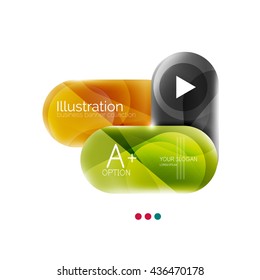 Colorful round rectangles concept, business infographics. Vector option banner with text and button