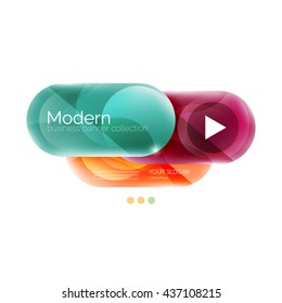 Colorful round rectangles concept, business infographics. Vector option banner with text and button