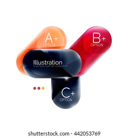 Colorful round rectangles concept, business infographics. Vector option banner with text and button