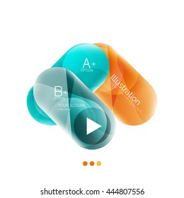 Colorful round rectangles concept, business infographics. Vector option banner with text and button