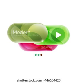 Colorful round rectangles concept, business infographics. Vector option banner with text and button