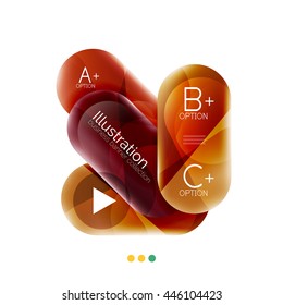 Colorido concepto de rectángulos redondos, infografías de negocios. Banner de opción de vector con texto y botón