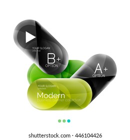 Colorful round rectangles concept, business infographics. Vector option banner with text and button