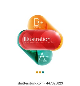 Colorful round rectangles concept, business infographics. Vector option banner with text and button