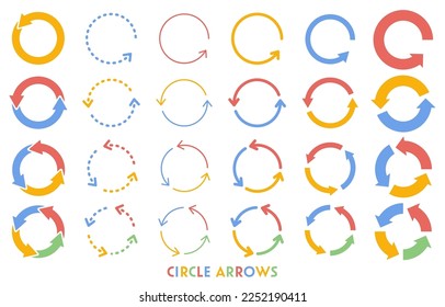 Colorful round rotating arrows set.Easy-to-use vector data.