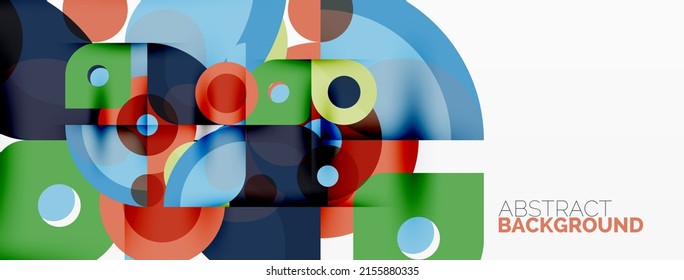 Colorful round shapes, circles and triangles background. Minimal geometric template for wallpaper, banner, presentation