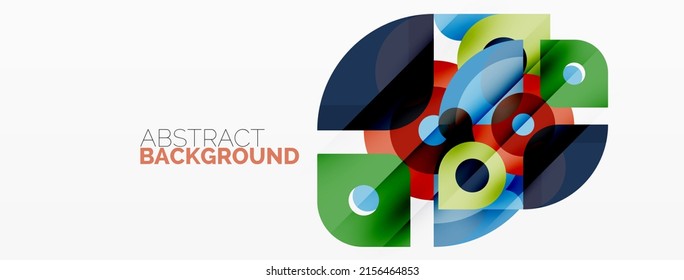 Colorful round shapes, circles and triangles background. Minimal geometric template for wallpaper, banner, presentation
