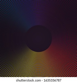 Colorful round spiral abstract rainbow dots background. Vortex Vector illustration.