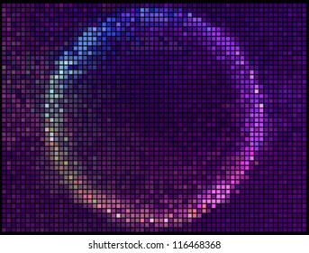 Colorful Round Square Pixel Mosaic Vector Banner.Multicolor Abstract Beautiful Lights Disco Club Background