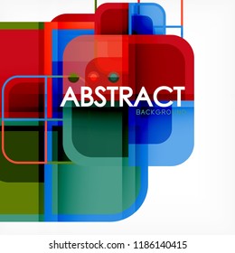 Colorful round squares modern geometric background, vector illustration