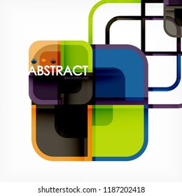 Colorful round squares modern geometric background, vector illustration