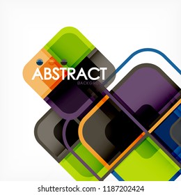 Colorful round squares modern geometric background, vector illustration