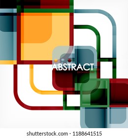 Colorful round squares modern geometric background, vector illustration