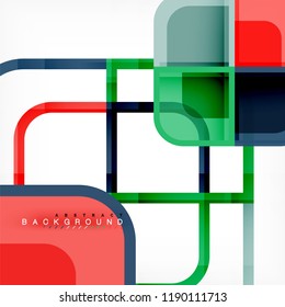 Colorful round squares modern geometric background, vector illustration