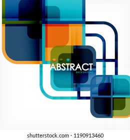 Colorful round squares modern geometric background, vector illustration