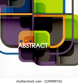 Colorful round squares modern geometric background, vector illustration