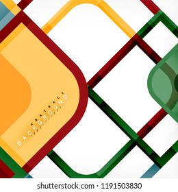 Colorful round squares modern geometric background, vector illustration