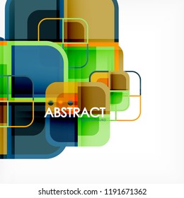 Colorful round squares modern geometric background, vector illustration