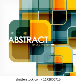 Colorful round squares modern geometric background, vector illustration