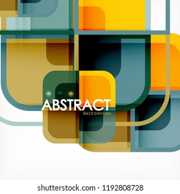 Colorful round squares modern geometric background, vector illustration