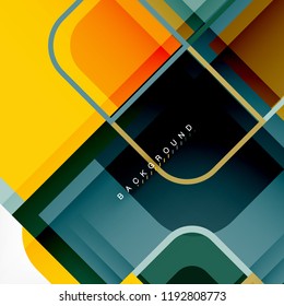 Colorful round squares modern geometric background, vector illustration