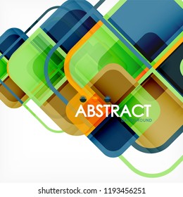 Colorful round squares modern geometric background, vector illustration