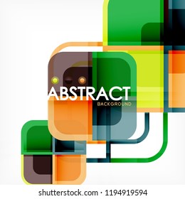 Colorful round squares modern geometric background, vector illustration