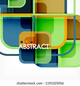 Colorful round squares modern geometric background, vector illustration