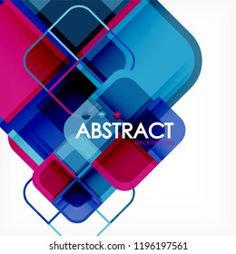 Colorful round squares modern geometric background, vector illustration