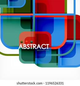 Colorful round squares modern geometric background, vector illustration