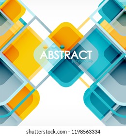 Colorful round squares modern geometric background, vector illustration