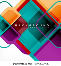Colorful round squares modern geometric background, vector illustration