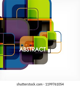 Colorful round squares modern geometric background, vector illustration