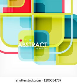 Colorful round squares modern geometric background, vector illustration