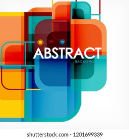 Colorful round squares modern geometric background, vector illustration
