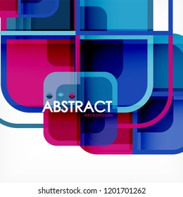 Colorful round squares modern geometric background, vector illustration