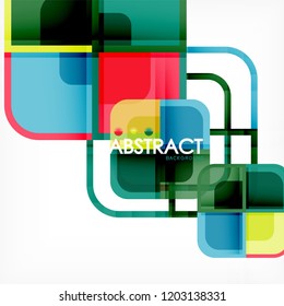 Colorful round squares modern geometric background, vector illustration