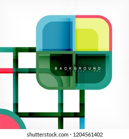 Colorful round squares modern geometric background, vector illustration