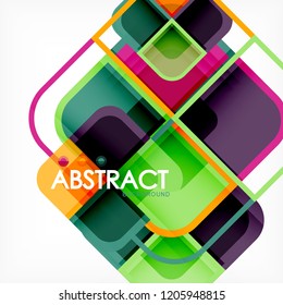 Colorful round squares modern geometric background, vector illustration