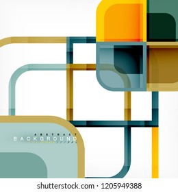 Colorful round squares modern geometric background, vector illustration