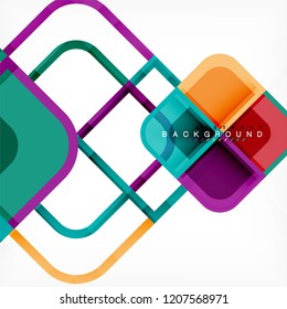 Colorful round squares modern geometric background, vector illustration