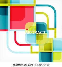 Colorful round squares modern geometric background, vector illustration