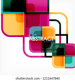 Colorful round squares modern geometric background, vector illustration