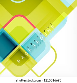 Colorful round squares modern geometric background, vector illustration