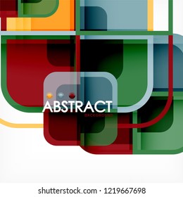 Colorful round squares modern geometric background, vector illustration