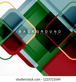 Colorful round squares modern geometric background, vector illustration